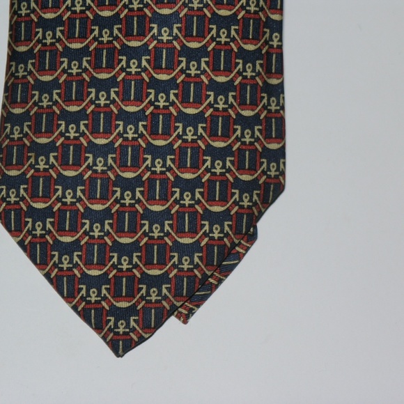 Hermes Blue Naval Anchor Pattern Classic Width Tie 908 HA - Picture 2 of 7
